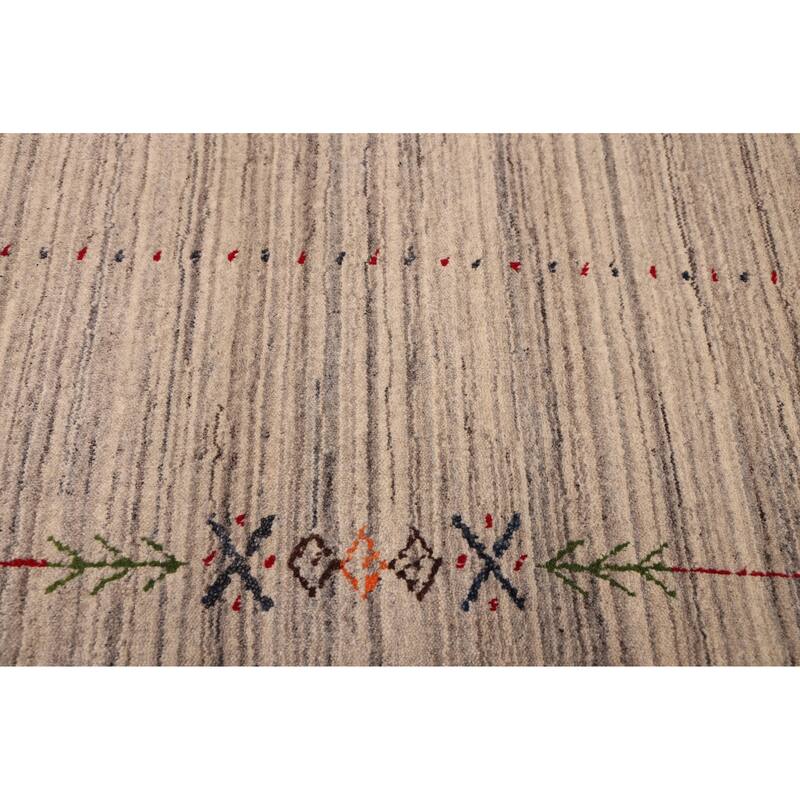 ECARPETGALLERY Hand Loomed Kashkuli Gabbeh Grey Wool Rug - 6'2 x 8'9