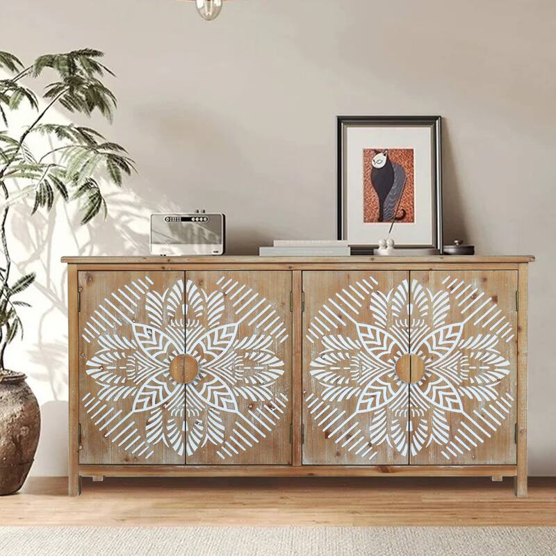 60in White Accent Cabinet with 4 Doors