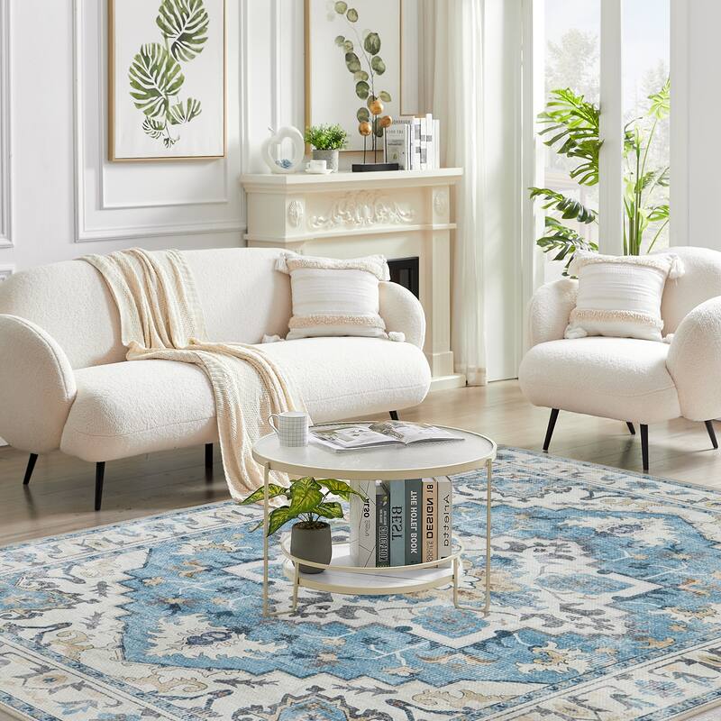 Washable Non-Slip Area Rug,Stain Resistant Low-Pile Carpet,8X10 - 8' X 10'