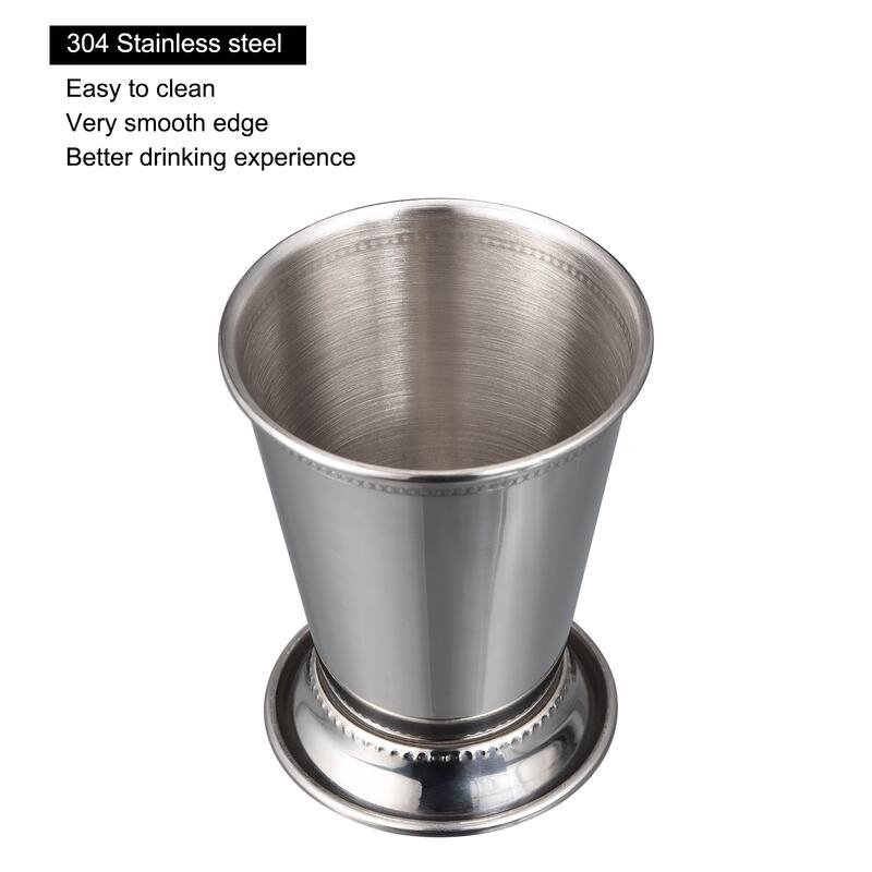 Mint Julep Cup Cocktail Cup 350ml Beaded Bottom for Mixed Drink Silver