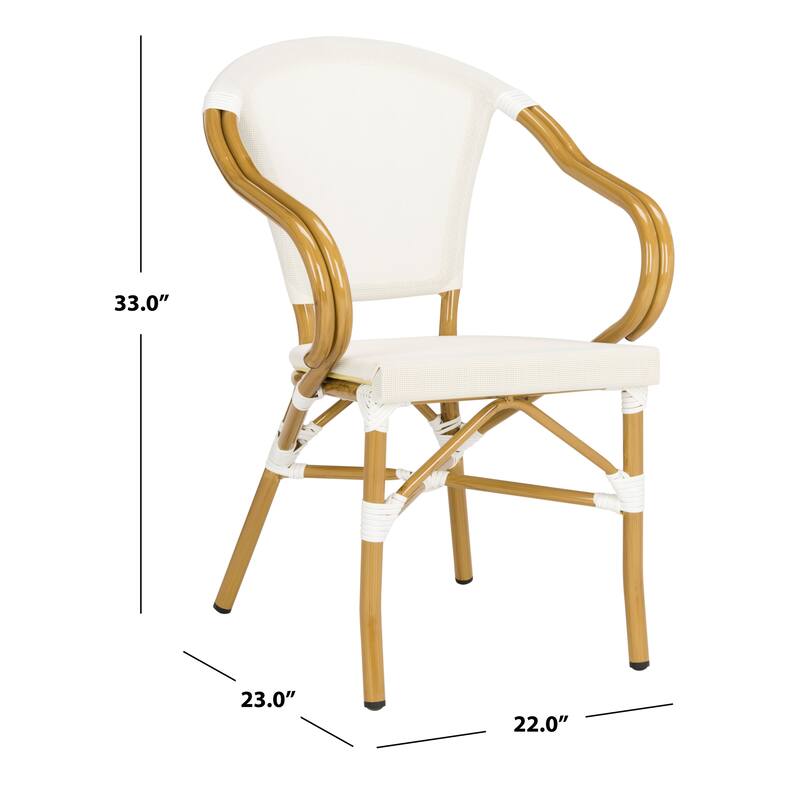 SAFAVIEH Maeve Stacking Beige Arm Chair (Set of 2) - 22W x 33D x 23H