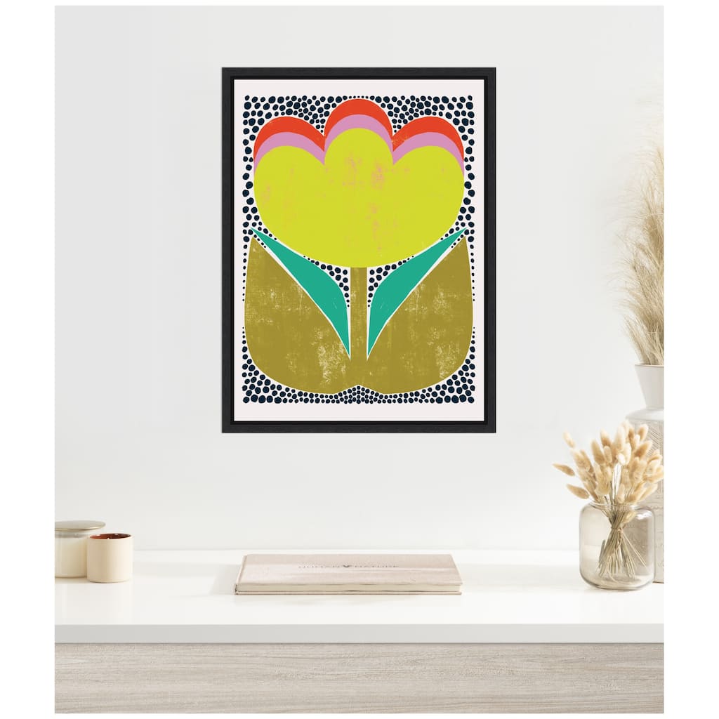 Kate and Laurel Triple Bloom by Hannah Beisang Framed Canvas Wall Art Print