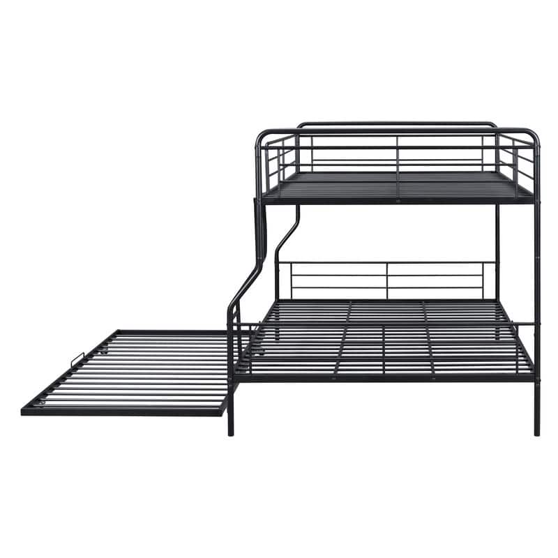 Full XL Over Queen Metal Bunk Bed with Twin Size Trundle