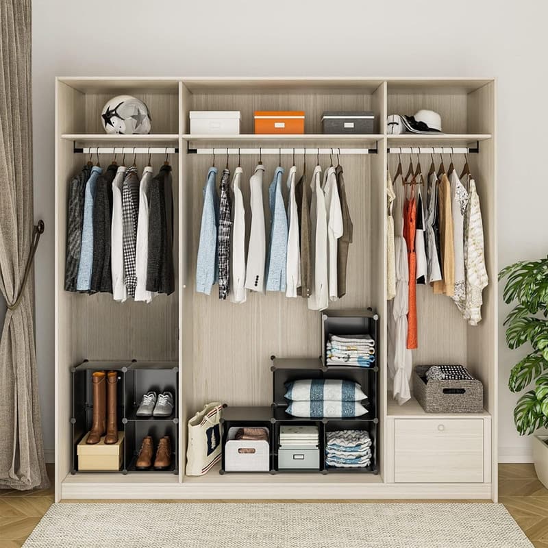 10 Cube Stackable Shoe Rack Organizer DIY Plastic Shoe Storage Cabinet for Closet & Entryway - N/A