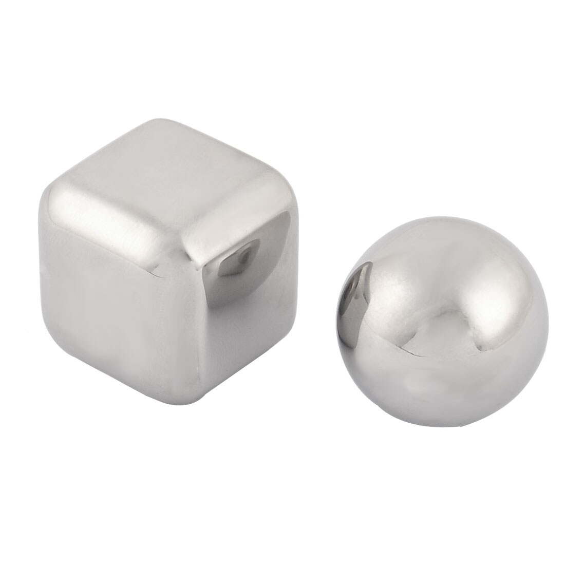 Home Stainless Steel Round Cubic Shaped Soda Juice Ice Cube Silver