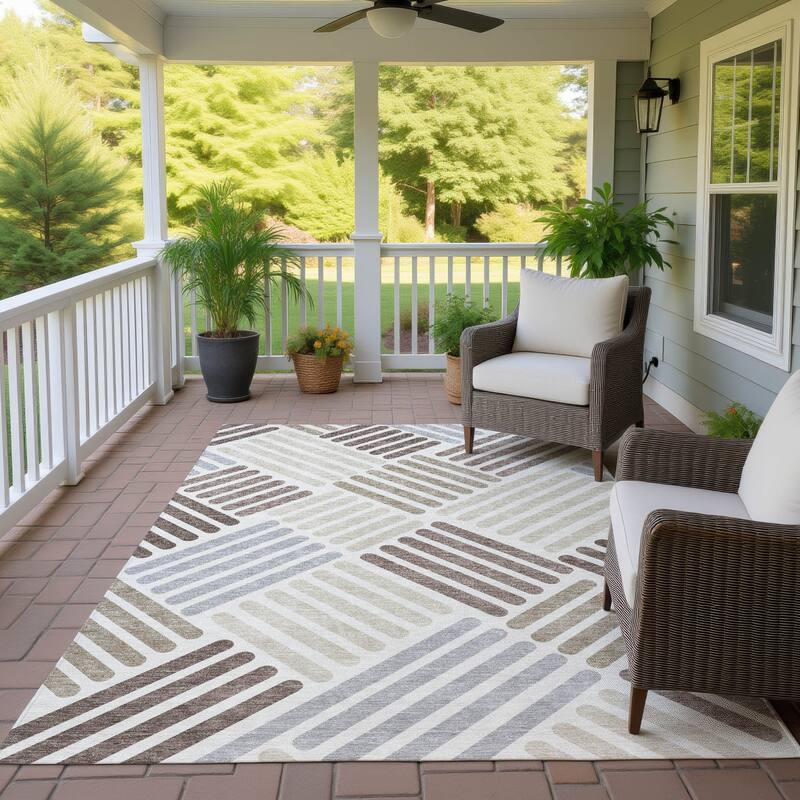 Machine Washable Indoor/ Outdoor Modern Weave Chantille Rug
