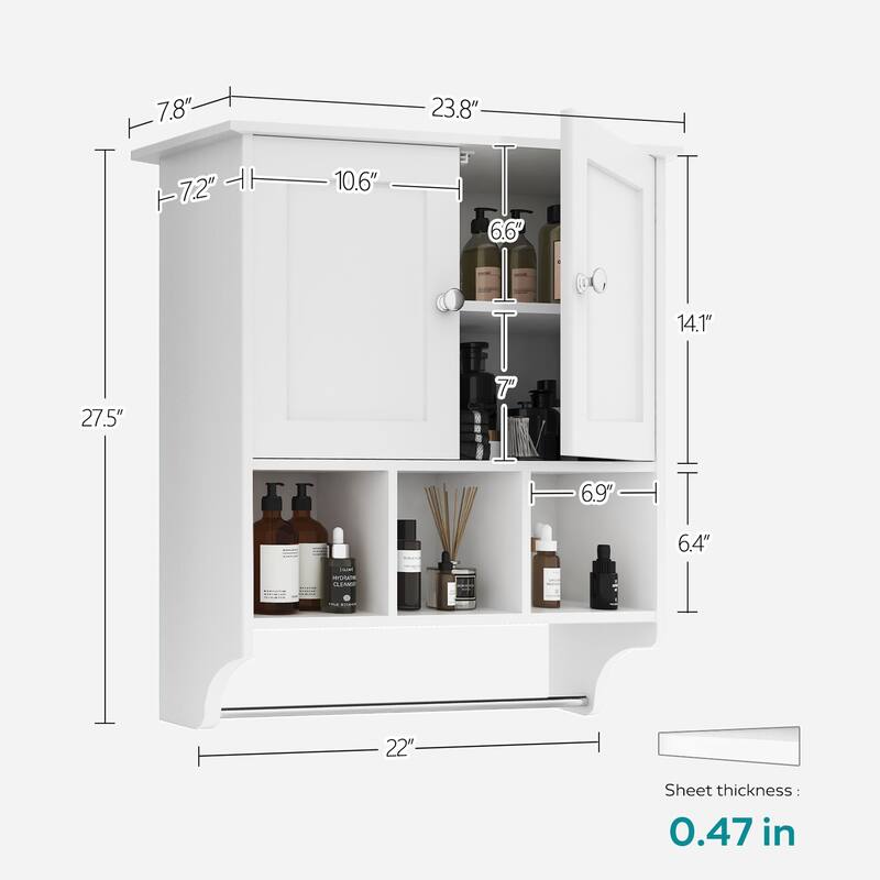 Bathroom Medicine Cabinet, Fully Functional Storage Cabinet, Wall-Mounted, Saving Valuable Floor Space