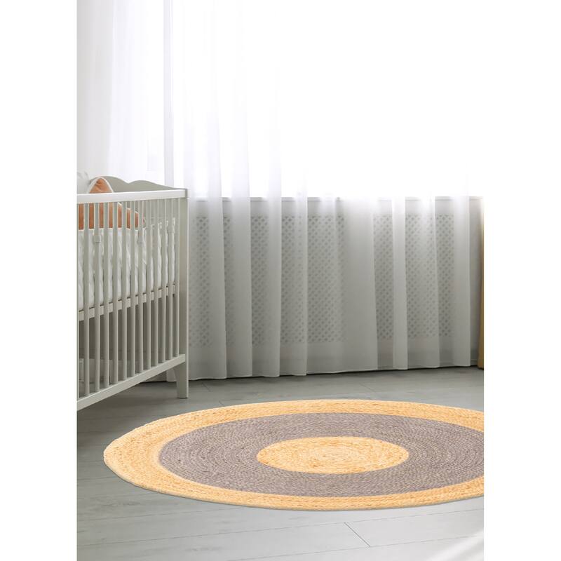 ECARPETGALLERY Braided Weave Palas Denizli Dark Grey Jute Rug - 3'0 x 3'0