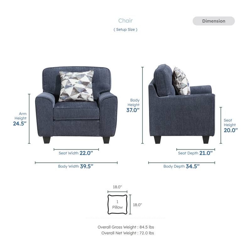 Garrison 39.5" Chenille Accent Chair - Removable Cushion Covers