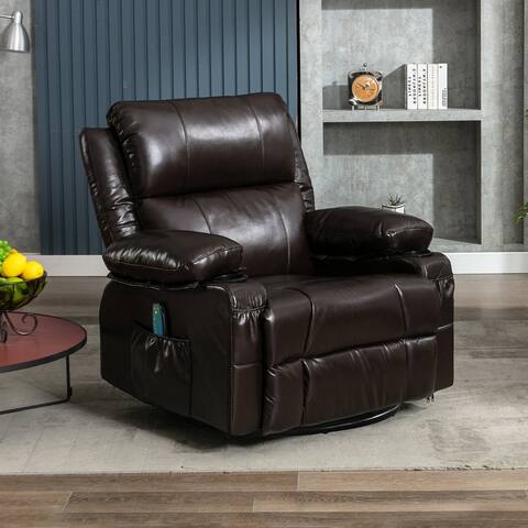 Oversized Swivel recliner Chair with Heated and Massage
