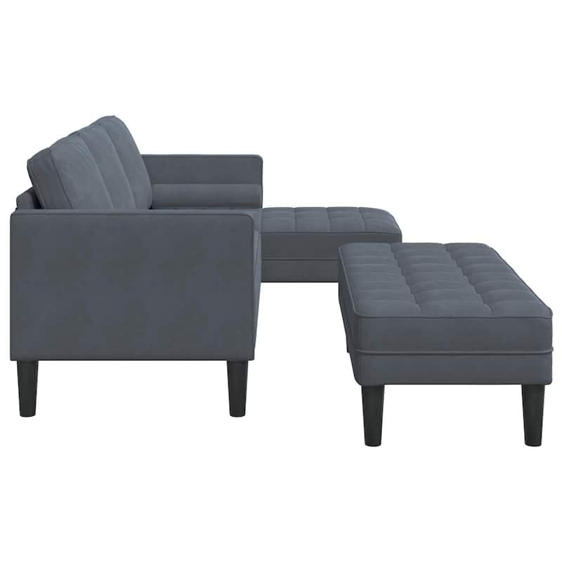 vidaXL Garden Sofa L-Shaped Black/Dark Grey/Light Grey Velvet - 68.1 x 51.6 x 26.4
