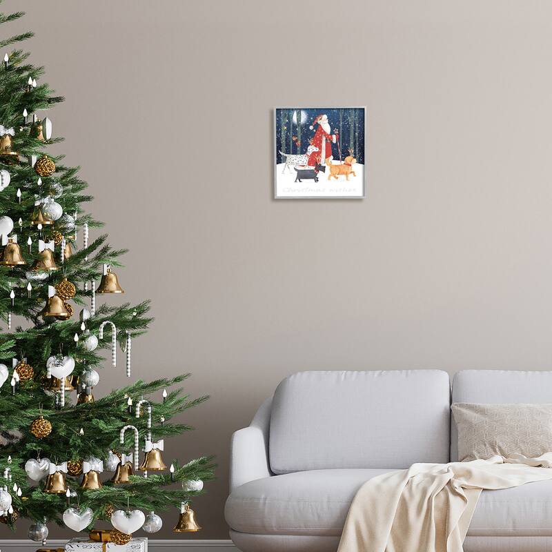 Stupell Cheery Christmas Night Santa & Dogs Snowy Scenery Framed Wall Art - Multi-Color