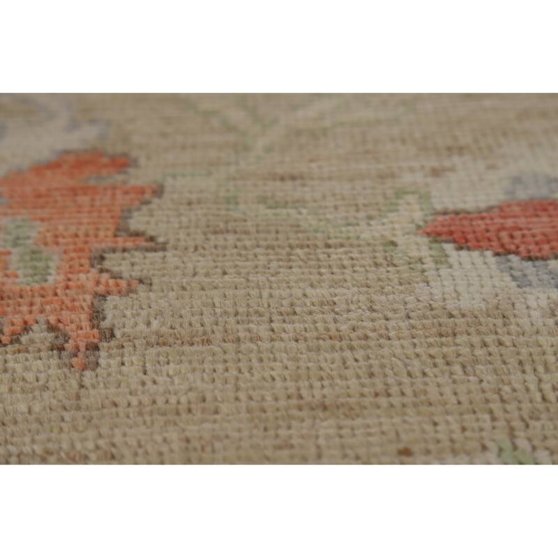 Hand Knotted Oriental 100% Wool Carpet Transitional All-Over Beige & Ivories Oushak Area Rug - 9' 0'' X 5' 10''
