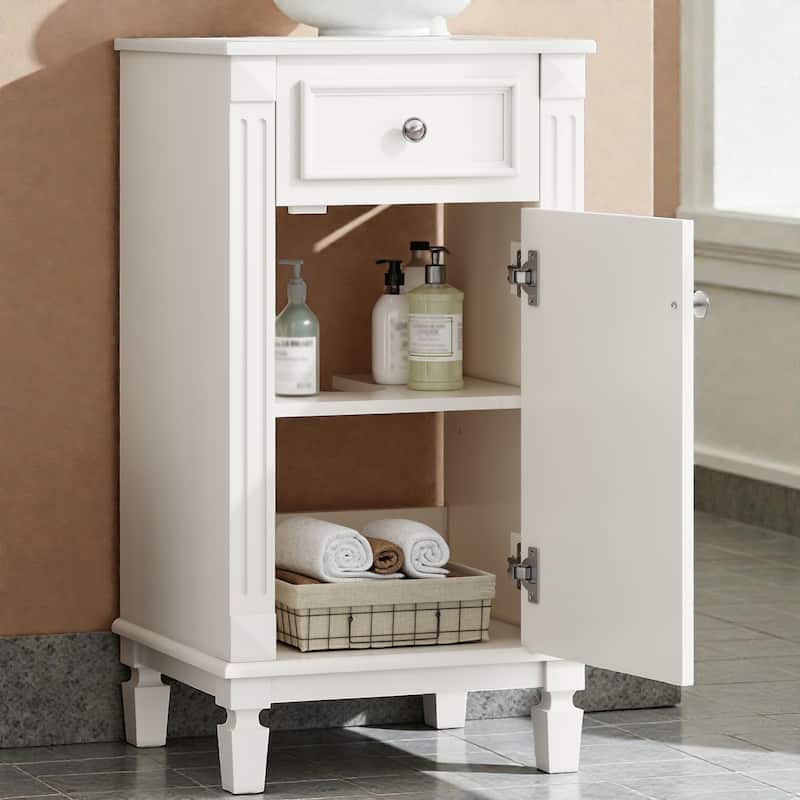 18" French Style Bathroom Vanity with Ceramic Sink, Freestanding Single Vanity with Soft-Close Door