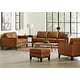 preview thumbnail 1 of 6, Oakburn Four Piece Leather Sofa, Loveseat, Chair and Ottoman Set with Wood Base