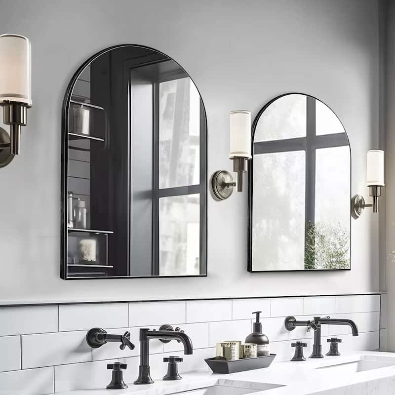 Bathroom Arch Aluminum Wall Mirror Vanity Mirrors - 4 PACK - Black