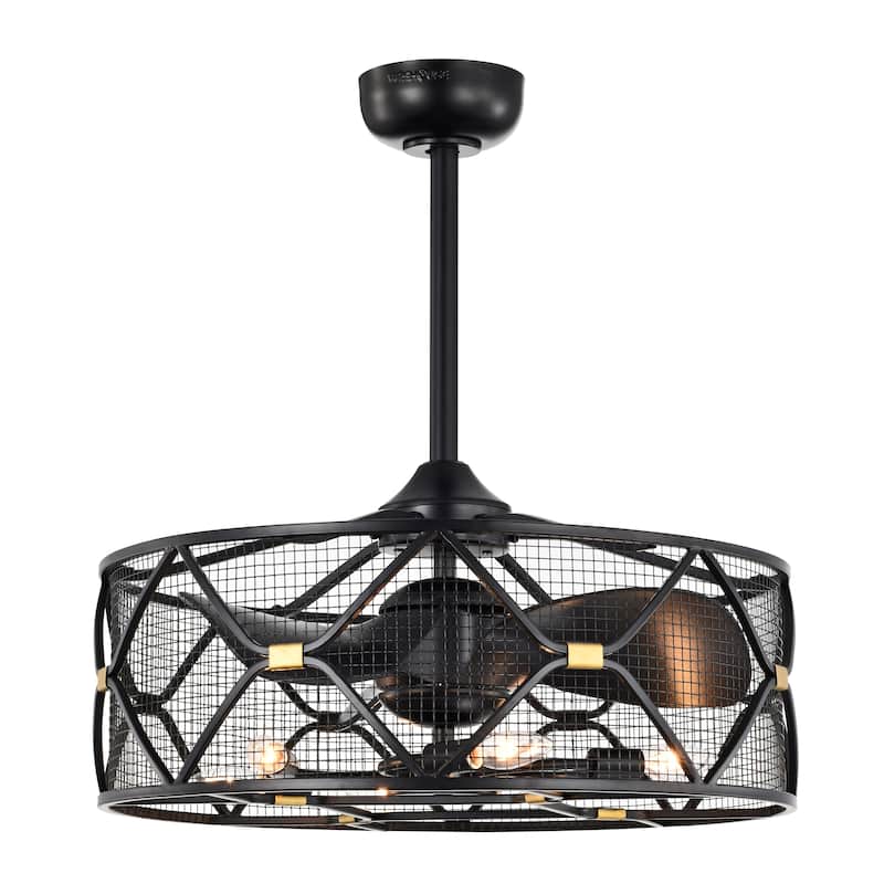 Nelle 24-inch Matte Black 6 Lights 3 Blades Lighted Ceiling Fan with Remote