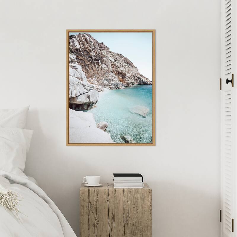 Ikaria Seychelles Beach by Bella Eve Framed Canvas Wall Art Print - Sylvie Natural
