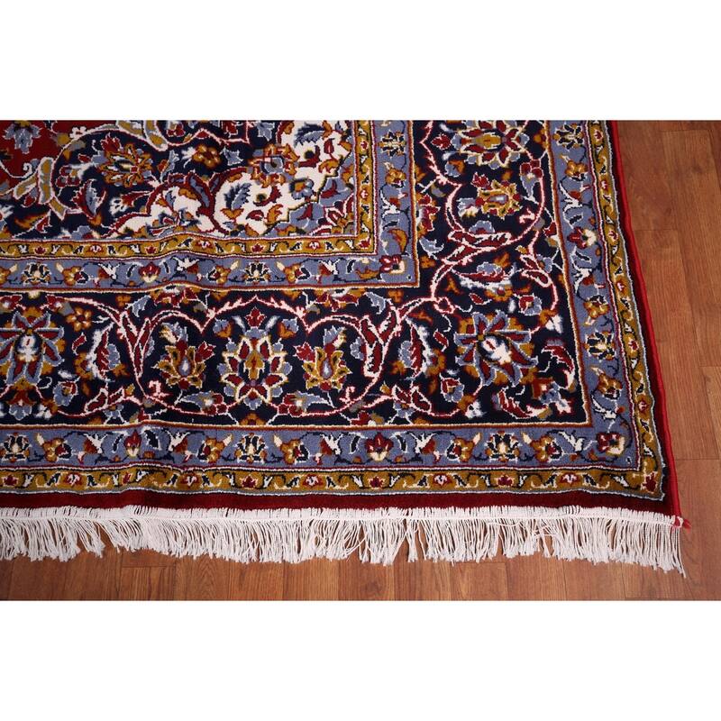 Traditional Red Kashan Turkish Rug Living Room Machine-Made Carpet - 9'7" x 12'7"