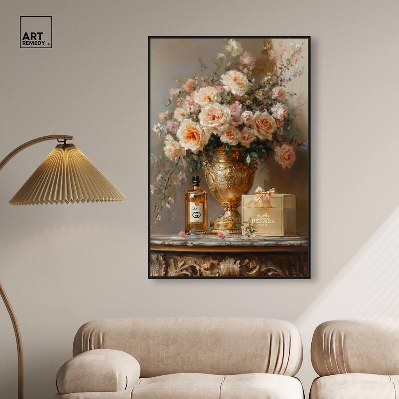 Classical Vase Tans and Floral Canvas by Art Remedy