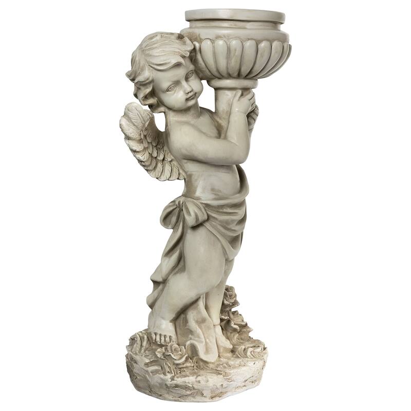 17.5" Cherub Angel Bird Bath Outdoor Garden Statue
