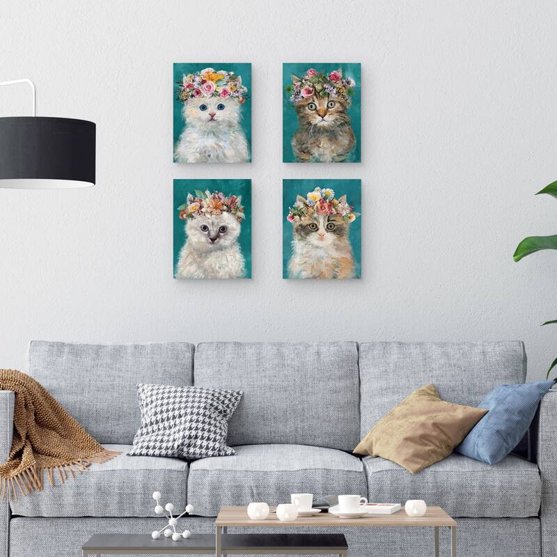 Flower Power Kitty I - IV by Studio Arts Canvas Art Prints