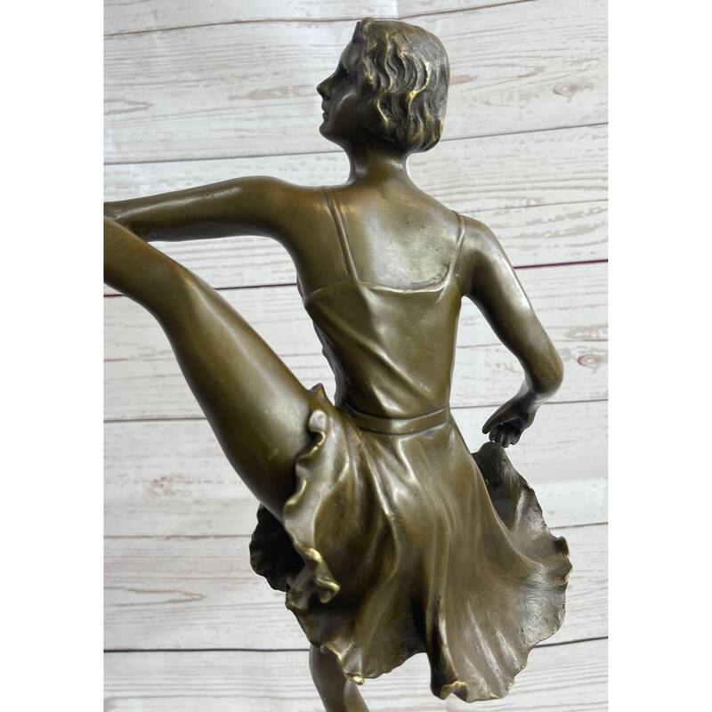 Signed Bruno Zach High Kick Dancer Bronze Statue Sculpture Art Nouveau Figurine