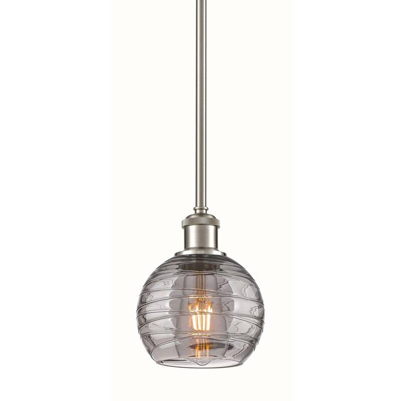 Innovations Lighting 516-1S-9-6 Athens Deco Swirl Pendant Athens Deco - Brushed Satin Nickel / Light Smoke Deco Swirl