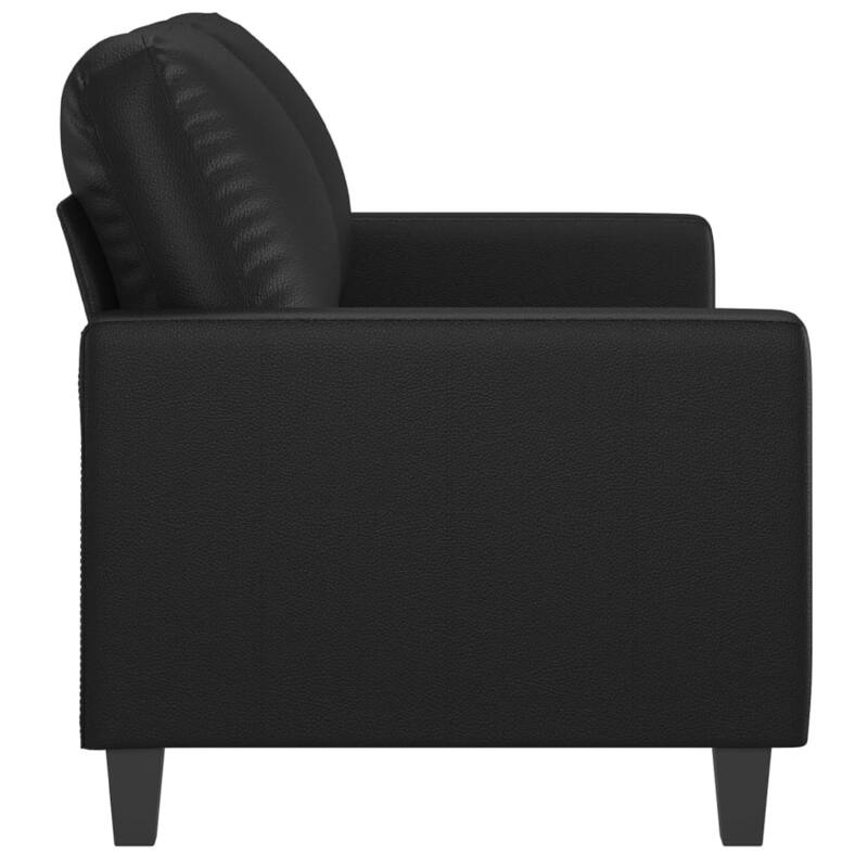 Otis 2 Seater Sofa, Sleek Black Faux Leather Cushions, 54 Inch