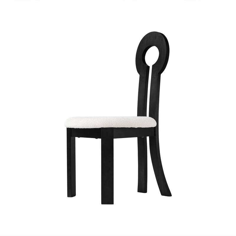 2 Piece Solid Wood Armless Kitchen Dining Chair with Round Backrest and Cushion for Dining Room Kitchen Living Room Bedroom