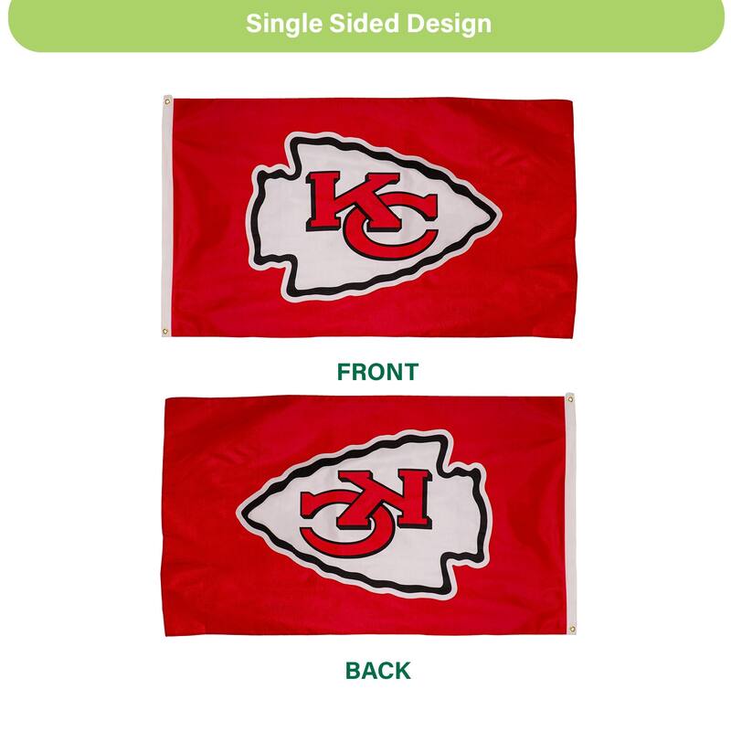 Kansas City Chiefs Single Sided Flag w/ 2 Grommets, 3'x5'