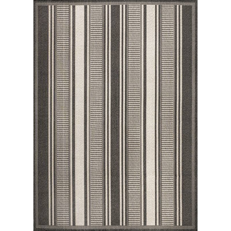 JONATHAN Y Negril Modern Double Stripe Indoor/Outdoor Area Rug - 3 X 5 - Black/Cream