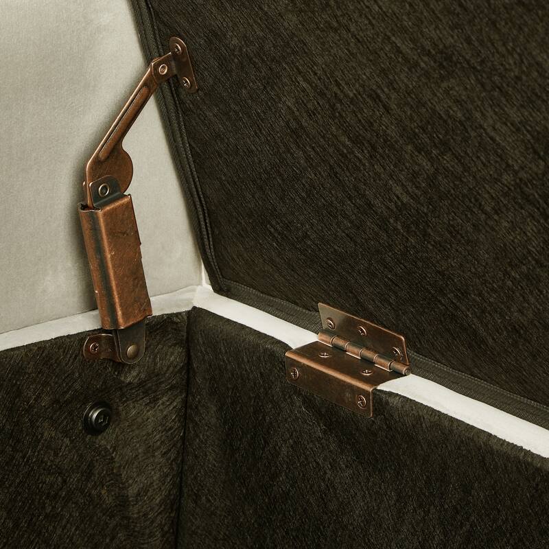 Upholstered Tufted Button Storage Bench with nails trim
