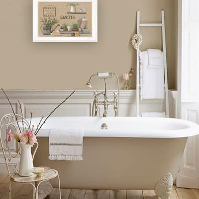 TrendyDecor4U Farmhouse "Farmhouse Bath II" Framed Print Wall Art by Pam Britton - Earth Tone