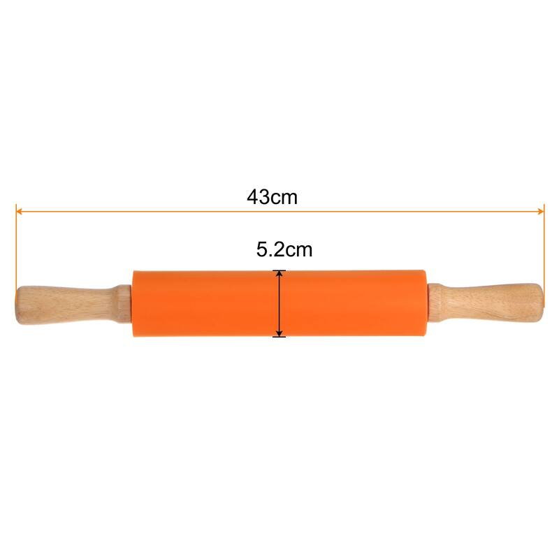 Silicone Rolling Pins for Baking 43cm x 5.2cm Orange - Orange