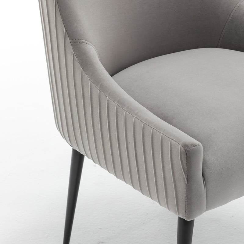 SEYNAR Modern Glam Velvet Black Metal Legs Dining Chair or Vanity Chair Set of 2 with Rear Handle