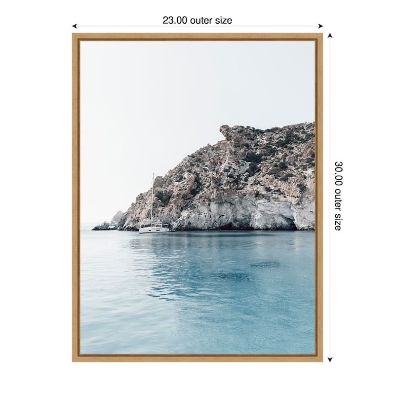 Sculptured Shoreline Milos by Bella Eve Framed Canvas Wall Art Print - Sylvie Natural - 23 x 30 in