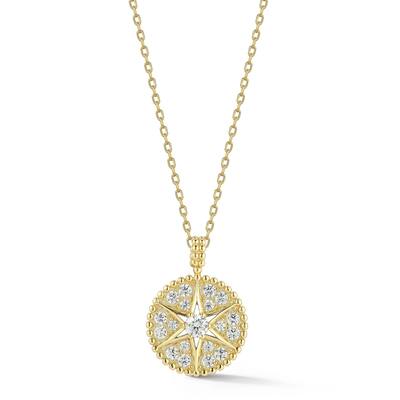 Soleil Sterling Silver Cubic Zirconia Open Star Medallion Necklace