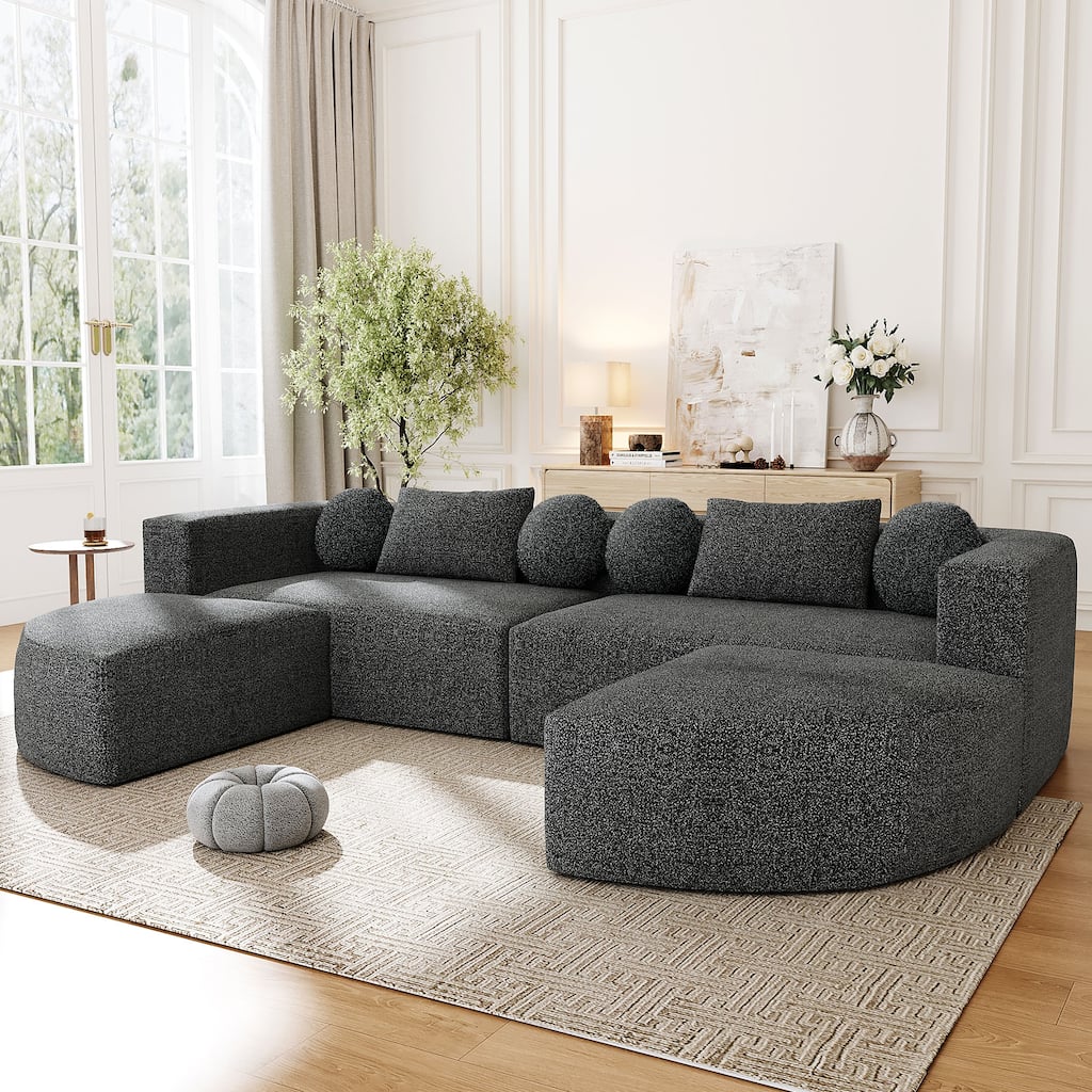 Anmytek Modular Sectional Sofa Bed 114.9" Free Combined Deep Seating Curved Design