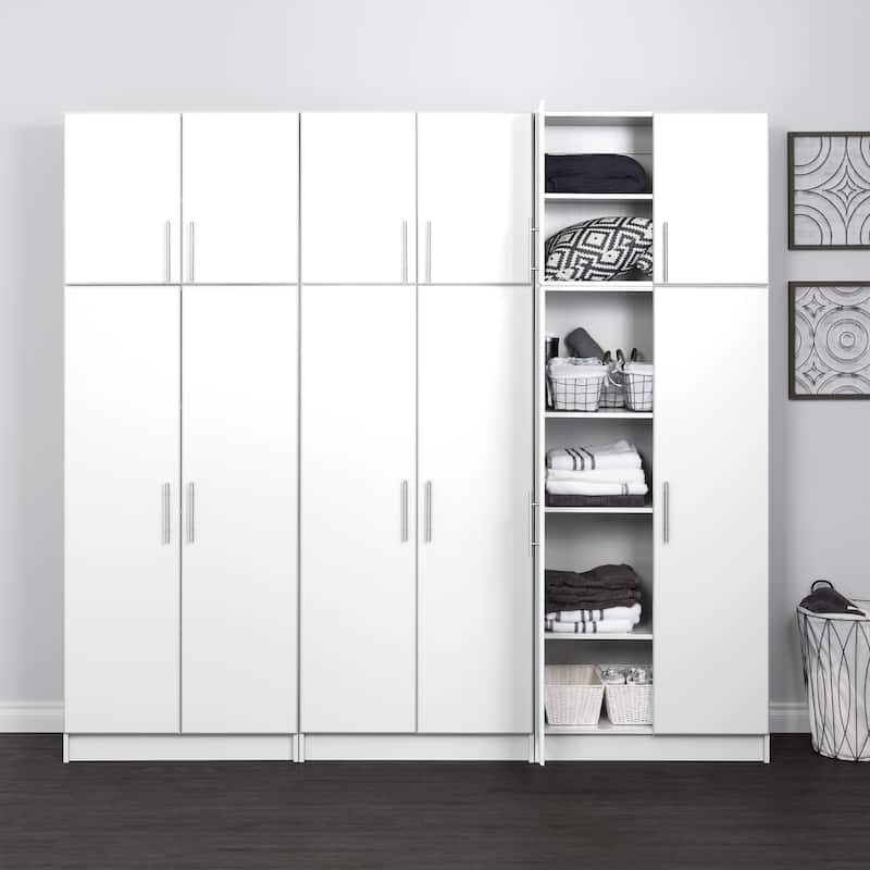 Prepac Elite Storage Cabinet Set D - 6 pc - 96" W x 89" H x 16" D - 96" W x 89" H x 16" D - White