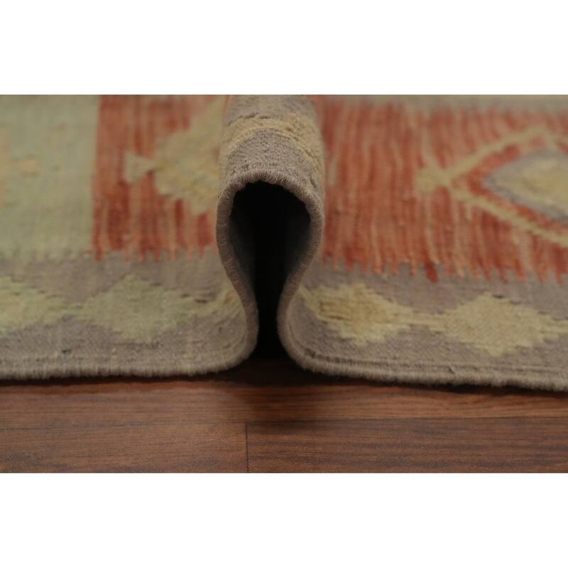 Hand Woven Oriental 100% Wool Carpet Southwestern Tribal Beige & Ivories Kilim Area Rug - 6' 5'' X 4' 11''