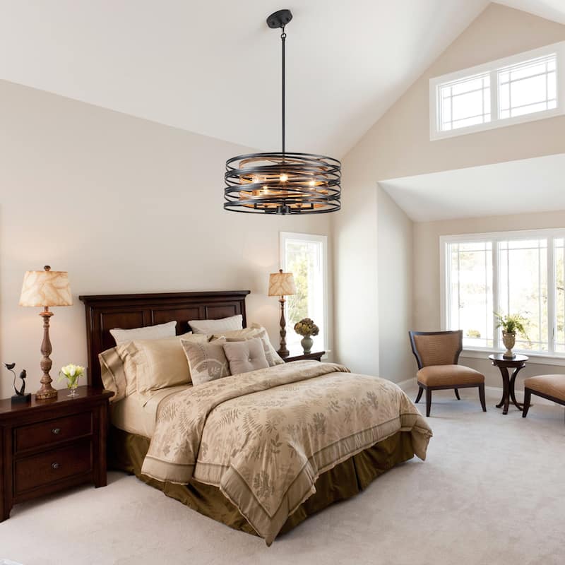 5-Light Drum Pendant Light for Kitchen and Dining Room