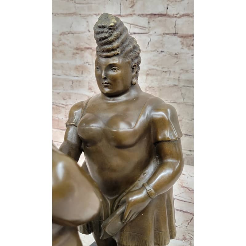 Man Woman Courting Bronze Sculpture Statue After Fernando Botero On Marble Base