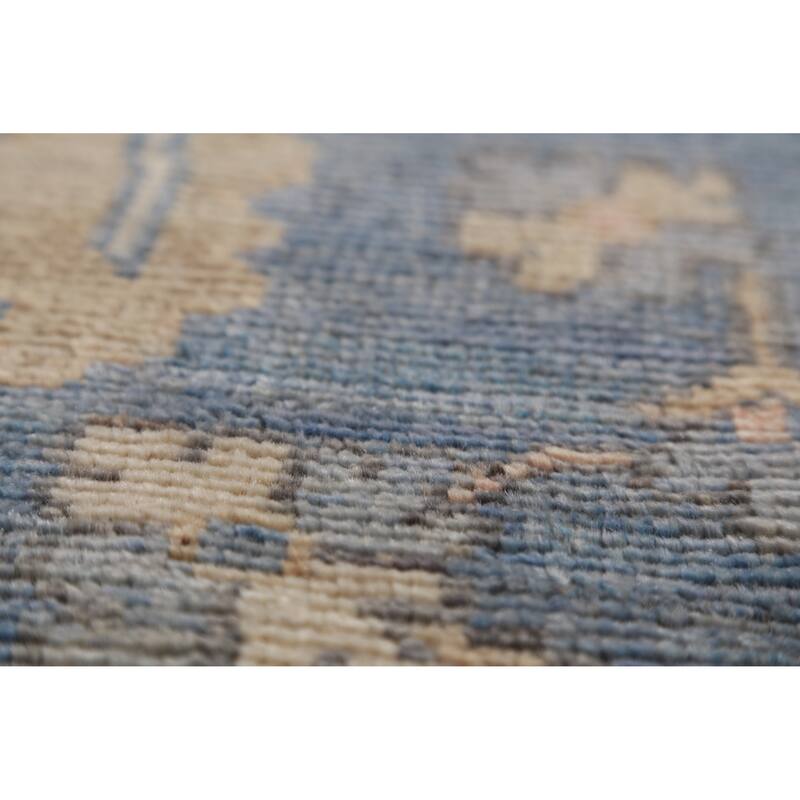 Hand Knotted Oriental 100% Wool Carpet Transitional Medallion Navy Blue & Blues Oushak Area Rug - 14' 6'' X 10' 0''