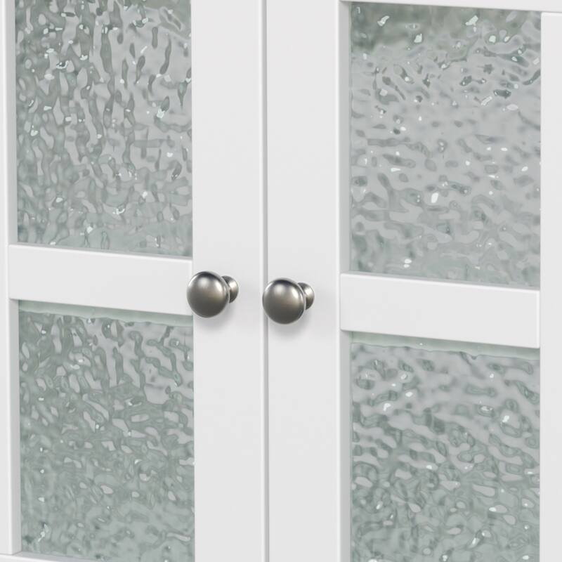 36"Vanity with Ceramic Sink,Vanity with Shelf,with Solid Wood Legs,Waterproof Painted Finish,Metal Knobs and Close Hinges Design