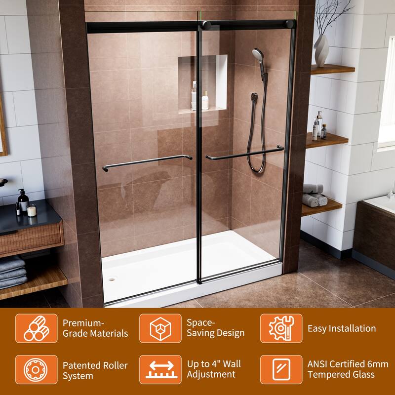 Modland Matte Black Sliding Shower Door.. - 56''-60''x 76''.