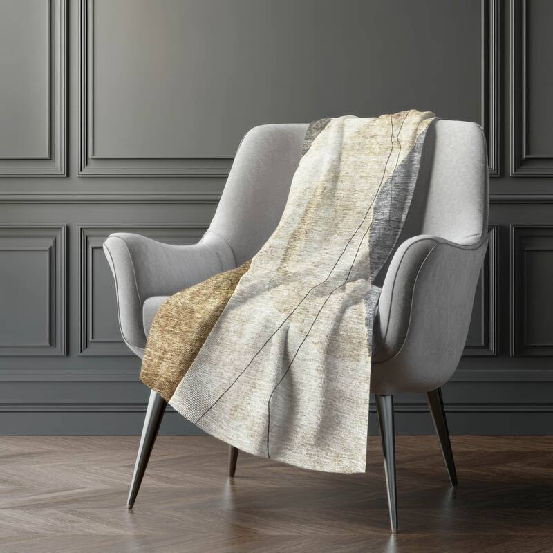 Premium Machine Washable Contemporary Abstract Sherpa Throw Blanket