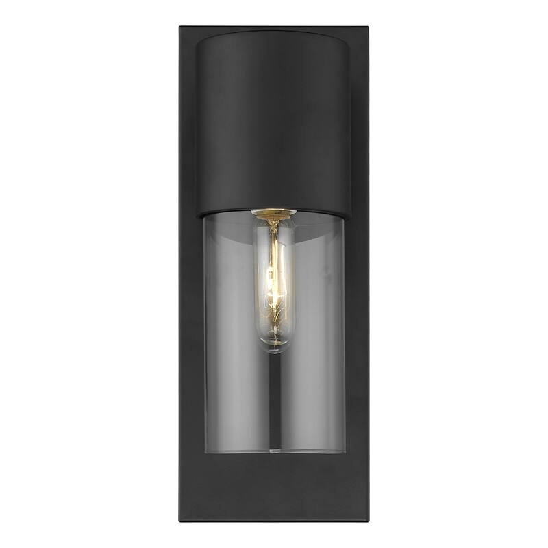 Modern Outdoor Wall Sconce with Clear Glass Shade and Wet Rated Flush Mount Light Fixture E26 Base - 16"H x 6.25"W x 5.75"D