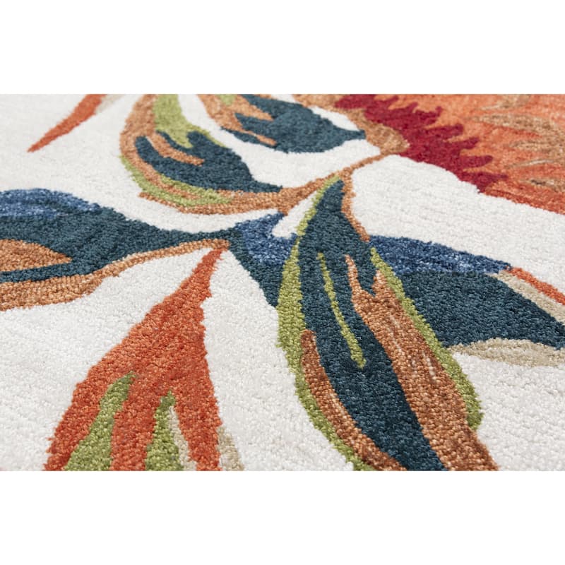 Alora Decor Mirage Tropical Ivory, Grey, Red and Gold Hand-tufted Rug