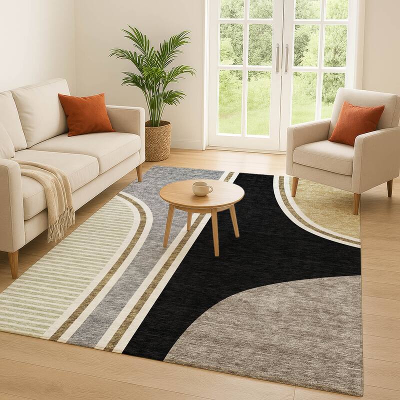 Machine Washable Indoor/ Outdoor Contemporary Keely Chantille Rug